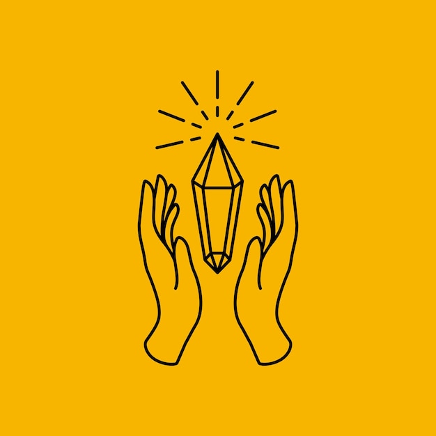 Вектор Руки надежды бриллиант золото солнечные линии стиль простой минималистский дизайн логотипа векторная икона иллюстрация