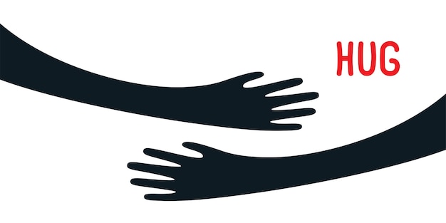 Vector hands hugged yourself simple illustration