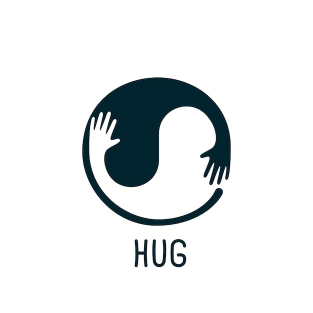 Vector hands hugs in circle shape illustration