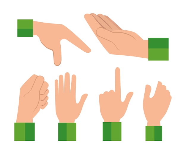 Vector hands human language signs vector illustration design