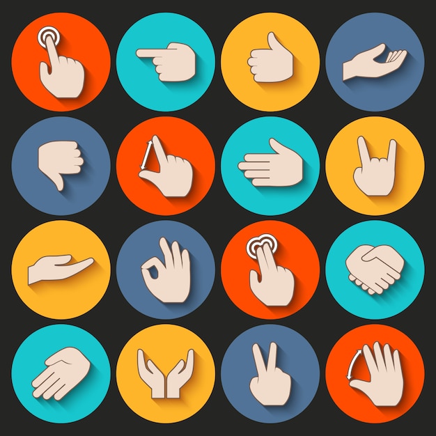 Set di icone di mani