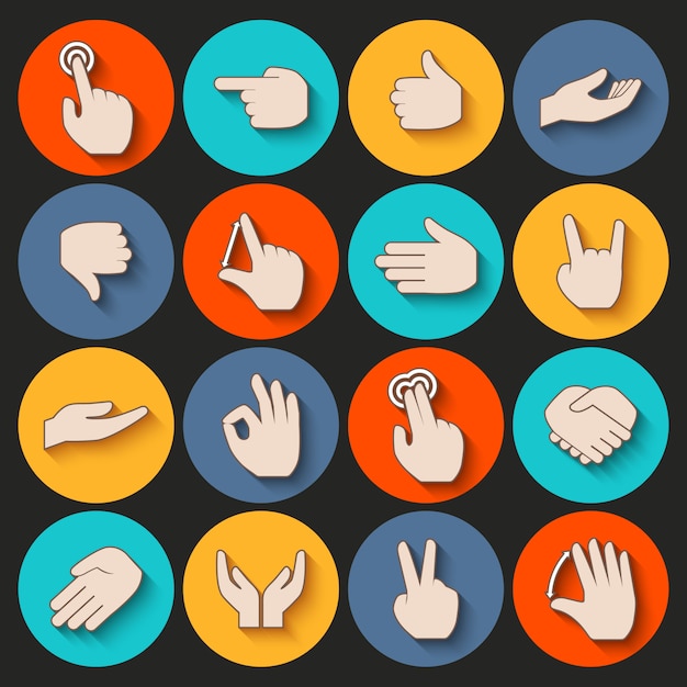 Vector hands icons set