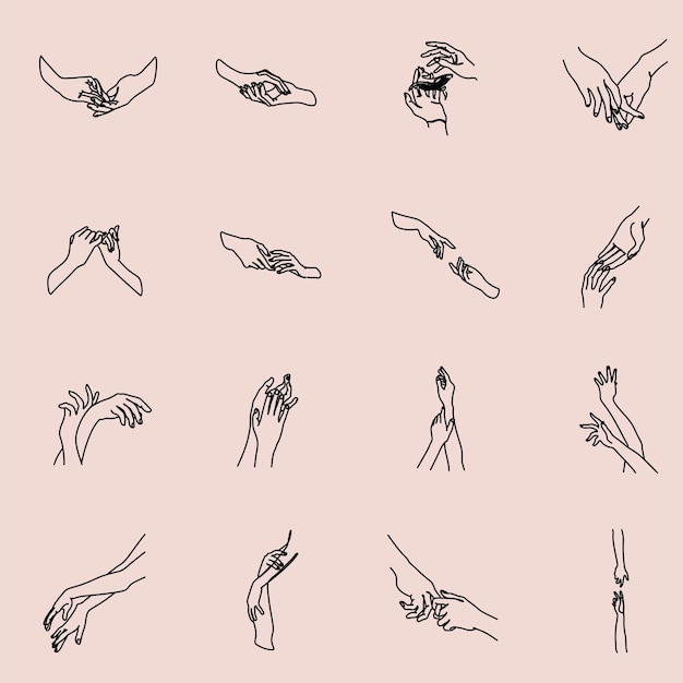 Hands line art drawing vector