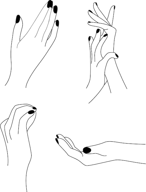 Hands line art Hand brush line