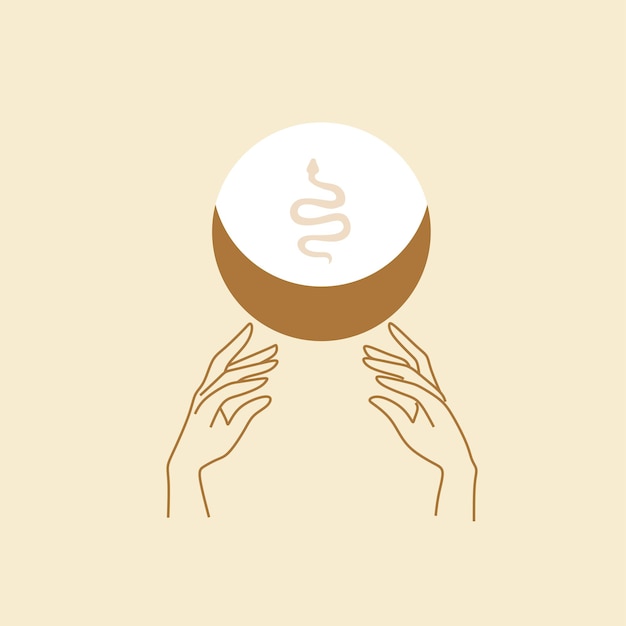 Hands logo illustration Boho minimalist style