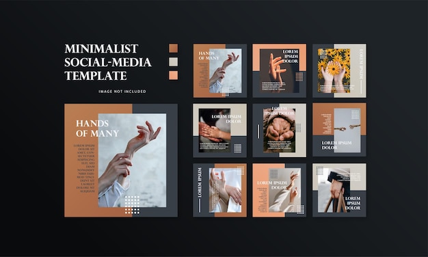 Vector hands of many social media template vol1