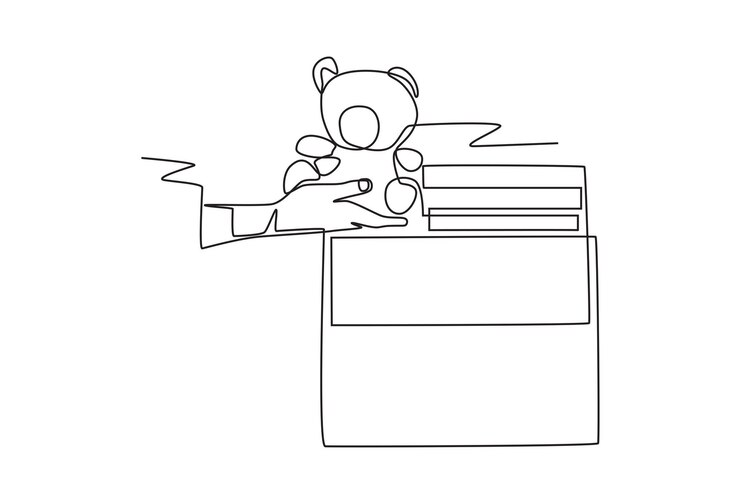 Vector hands packing toys for donation organizing toy drives concept oneline drawing