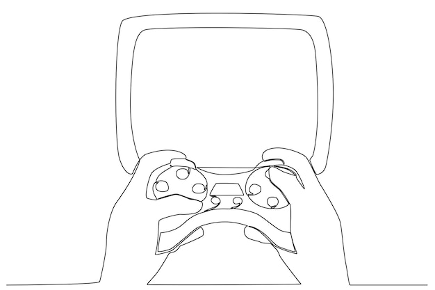 Hands play games using play station Online gaming oneline drawing