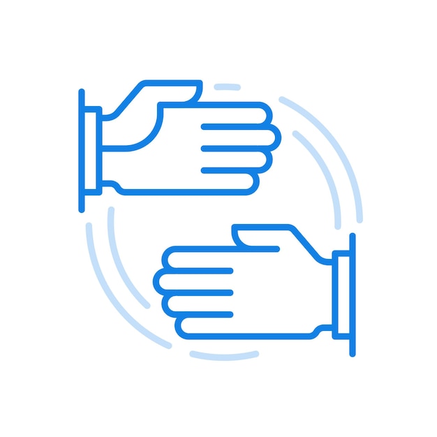 Hands point left and right vector line icon Shows direction of movement instructions and location