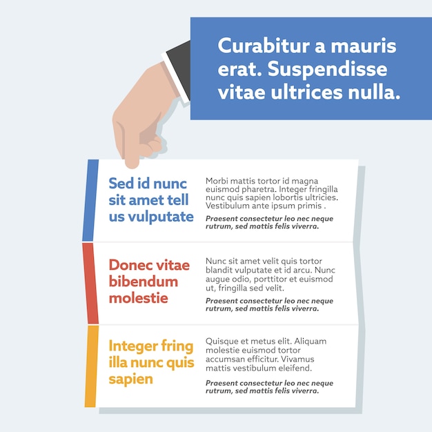 Mani che presentano business infographic.