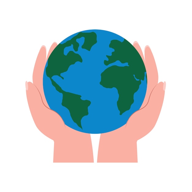 Hands protect the planet, Save the nature