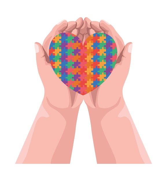 hands protecting heart puzzle autism campaign