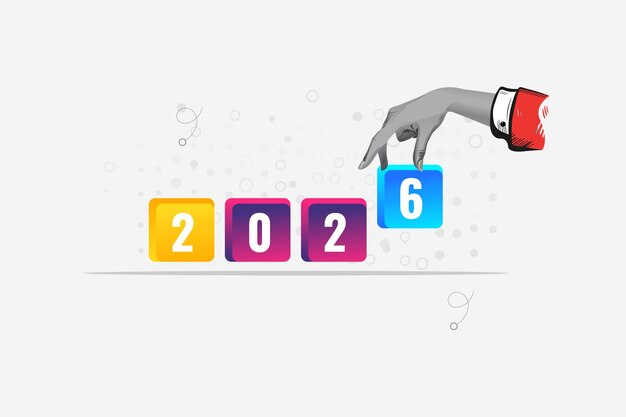 ハンドス・プーティング・ボックス 2026年 コラージュ・アート・ベクトルイラスト