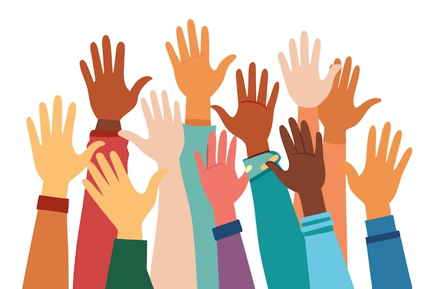 hands raised in unity