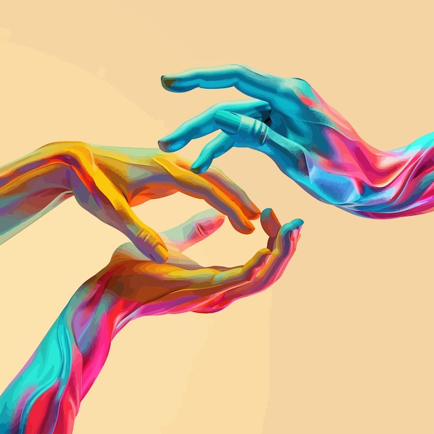 Vector hands_reaching_towards_each_otherconcept