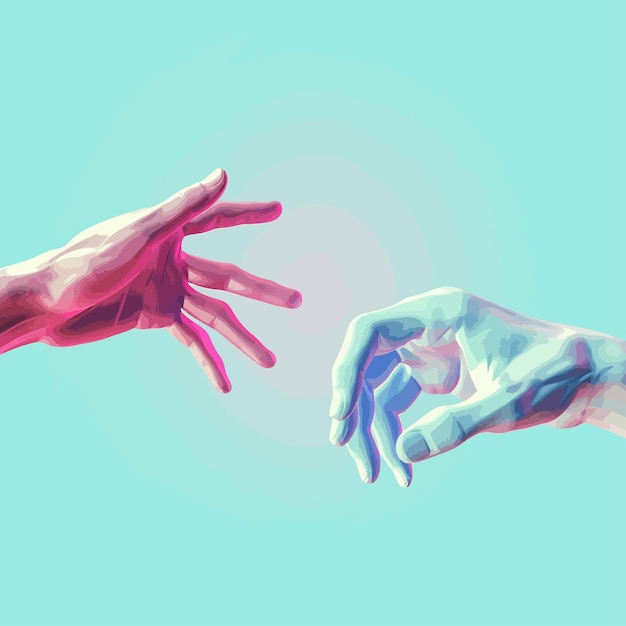 Vector hands_reaching_towards_each_otherconcept