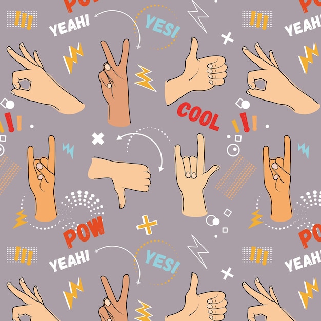 Vector hands seamless pattern ready for textile and modern design