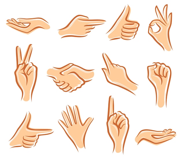 Hands set collection icon hands vector