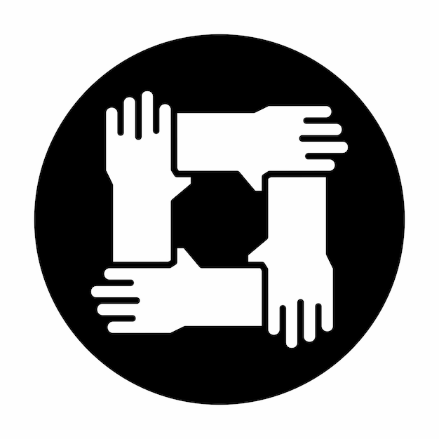 Vector hands teamwork icon logo community black circle white design