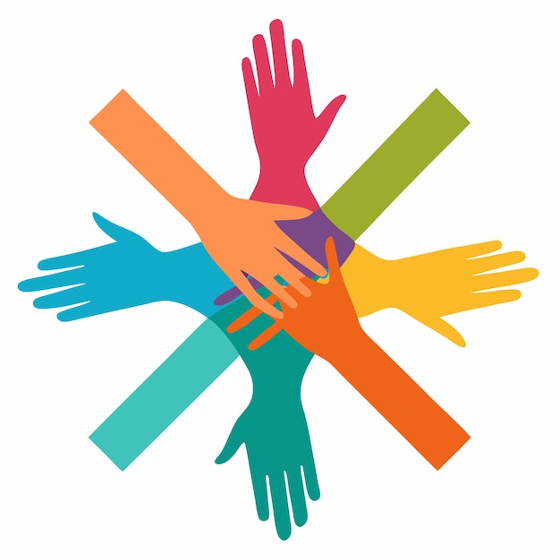 hands together unity and solidarity icons vector illustration