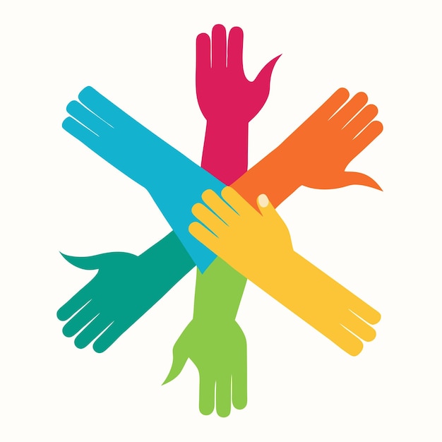 hands together unity and solidarity icons vector illustration