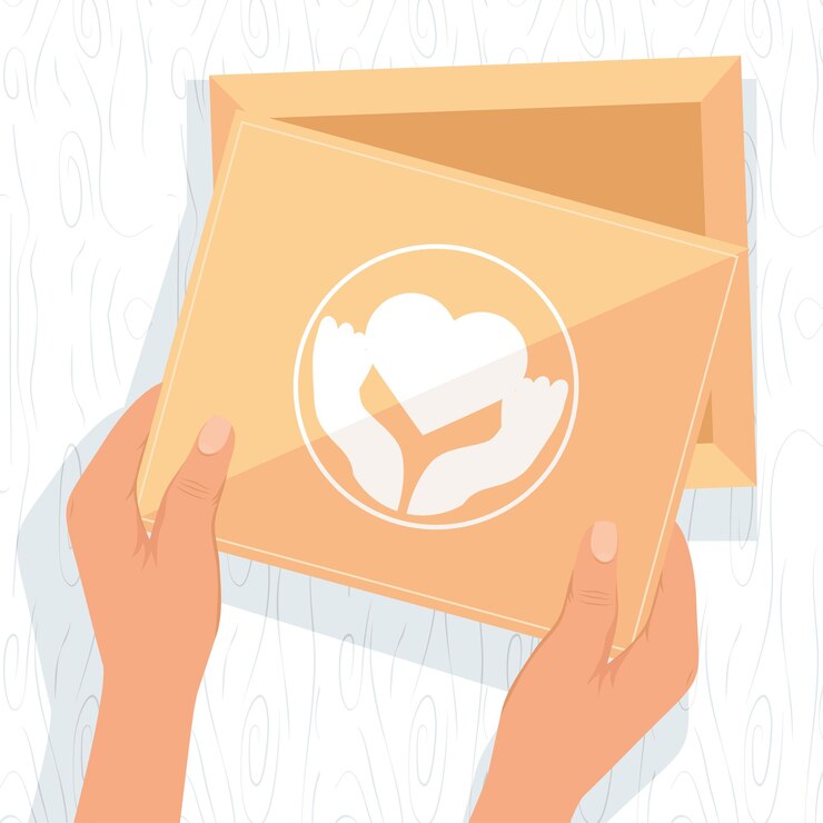 Vector hands uncovering box