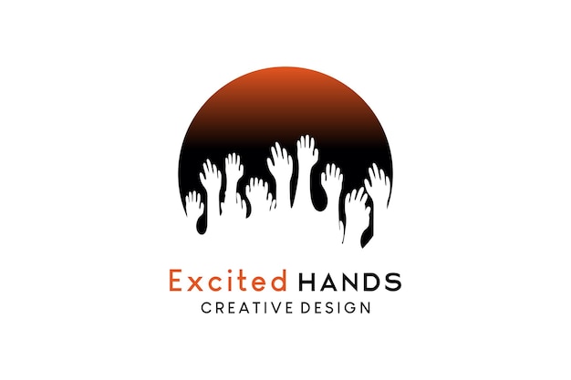 Hands up or applause logo design with creative concept in dots