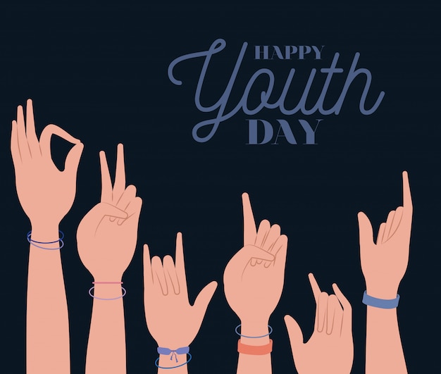 Vector hands up of happy youth day