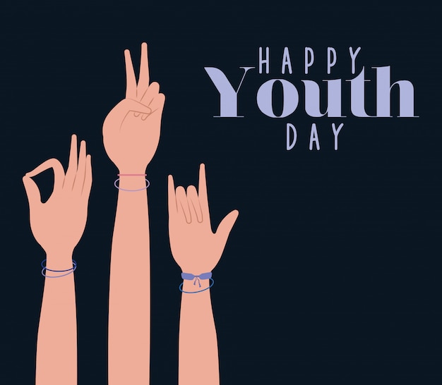 Hands up of happy youth day  