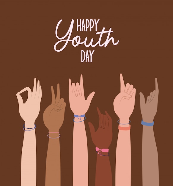 Hands up of happy youth day