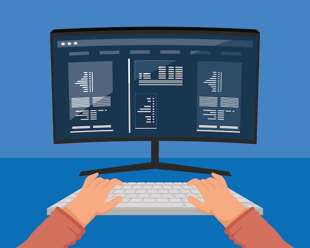hands using desktop