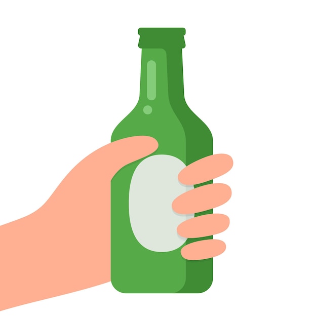 Vector hands with bottle of beer