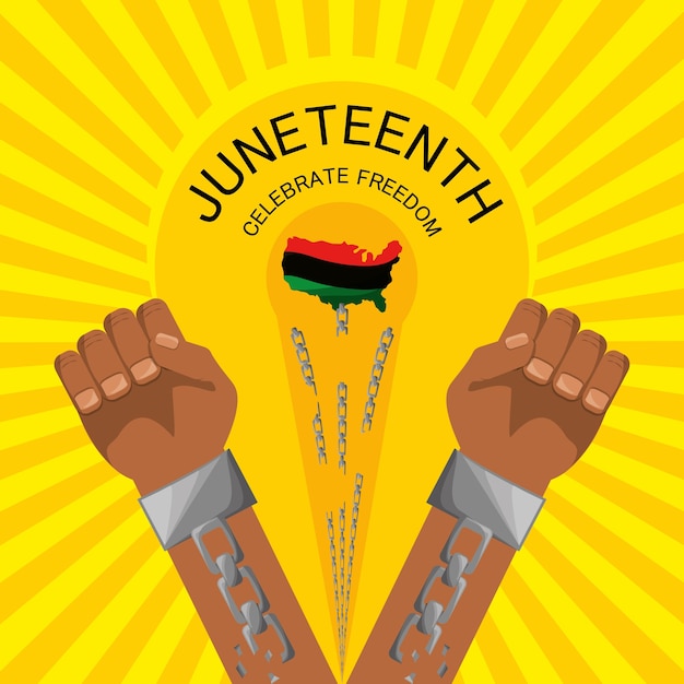 Руки с цепью к празднованию свободы juneteenth