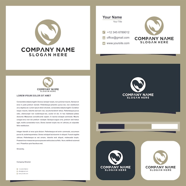 hands with heart logo and business card premium