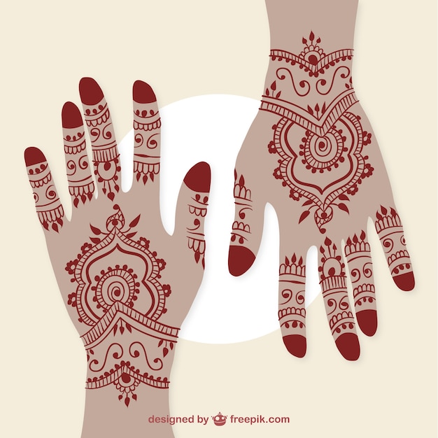 Vector hands with henna tattoos