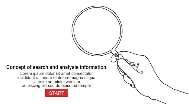 hands with magnifier glass. Concept of search and analysis information.