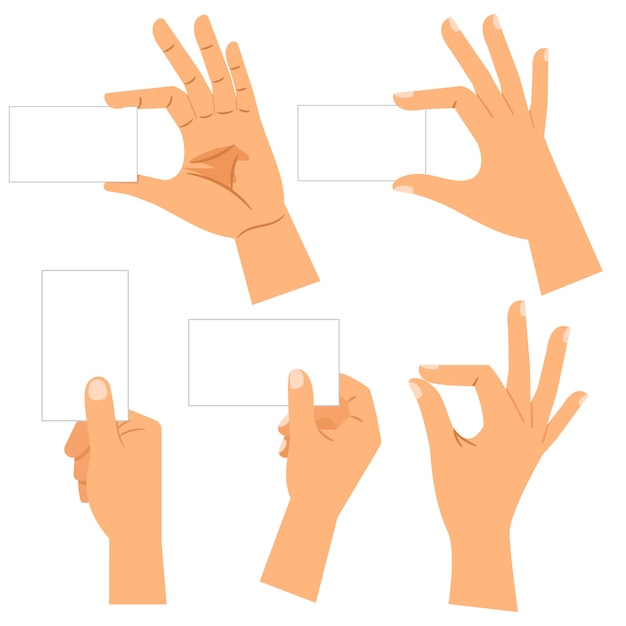 Hands with paper business cards isolated 