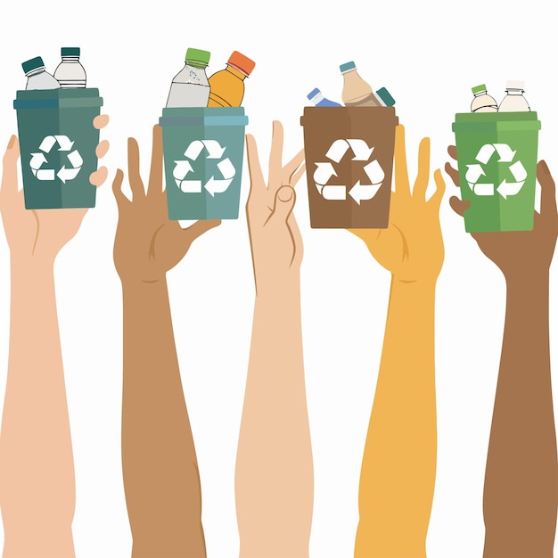 Hands_with_trash_and_recycle_sign_Vector