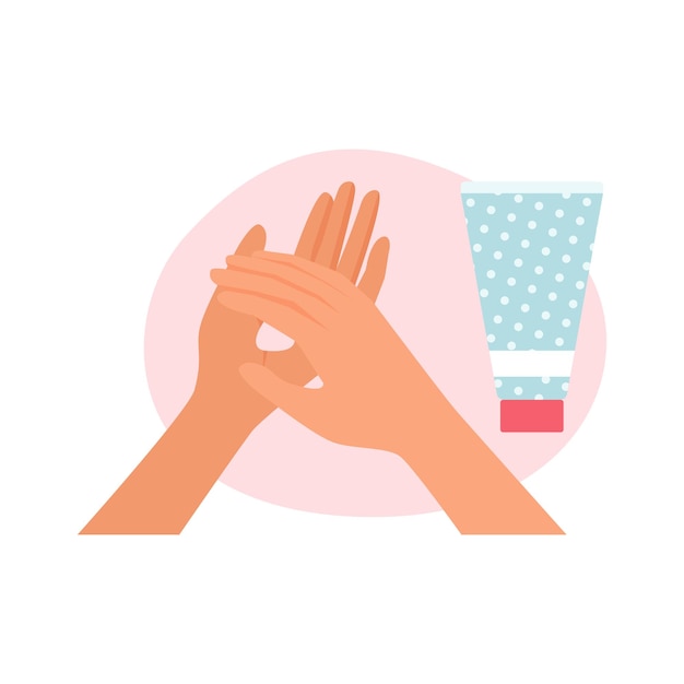 Hands of woman massage skin with cream or lotion for moisturizing