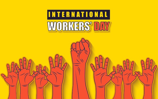 Hands of worker Happy labour day background