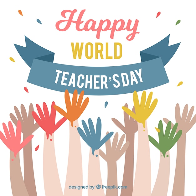 Vettore mani per il mondo degli insegnanti mondiali