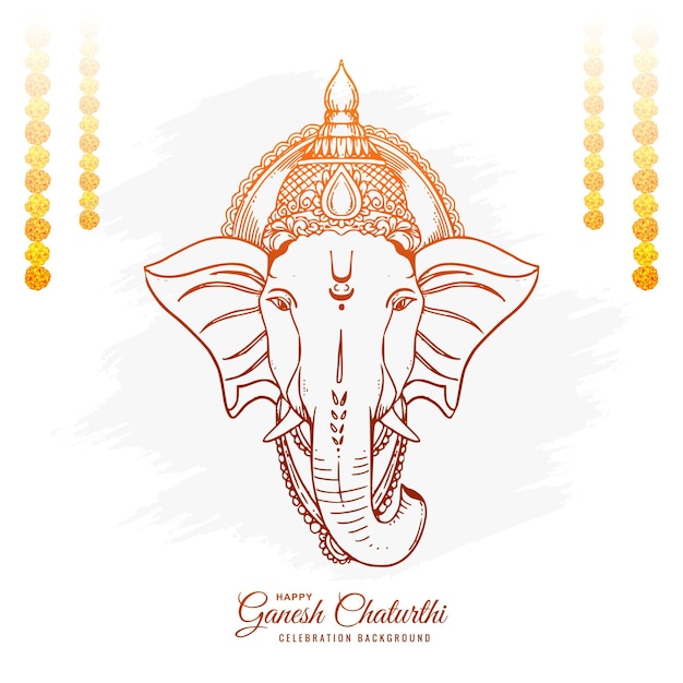 Handschetskunst Ganesh Chaturthi viering kaartontwerp