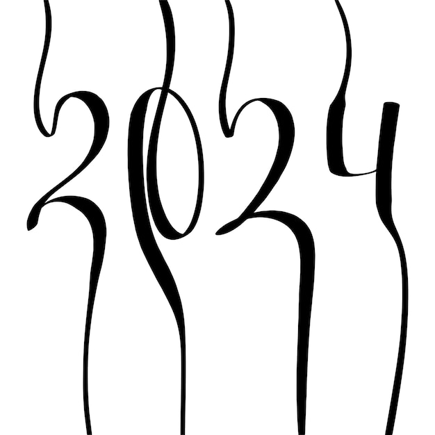 Vector handschrift 2024 vierkante samenstelling lijntekeningen handgetekende illustratie