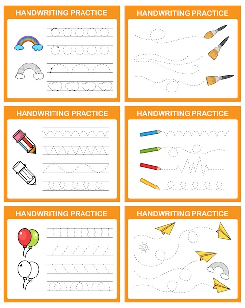 Handschrift praktijk blad illustratie