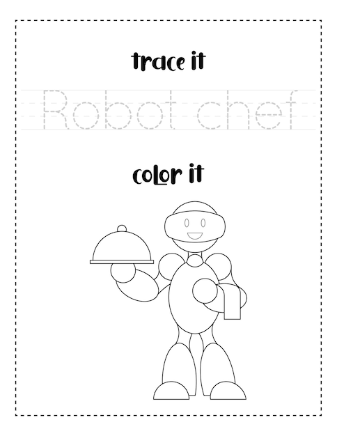 handschrift woordtracering en kleur robotchef handschriftoefening voor kinderen