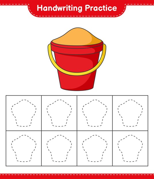 Handschriftoefening Traceren van lijnen van zandemmer Educatief spel voor kinderen afdrukbaar werkblad vectorillustratie