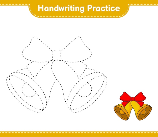Handschriftoefening Tracing lijnen van Christmas Bell Educatief kinderen spel afdrukbare werkblad vectorillustratie