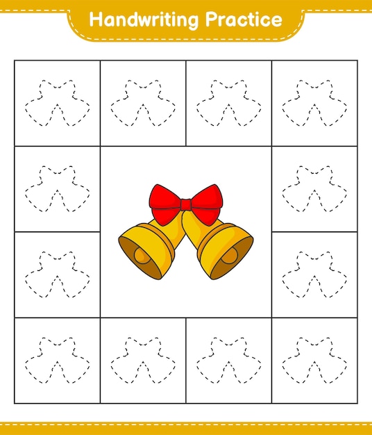 Handschriftoefening Tracing lijnen van Christmas Bell Educatief kinderen spel afdrukbare werkblad vectorillustratie