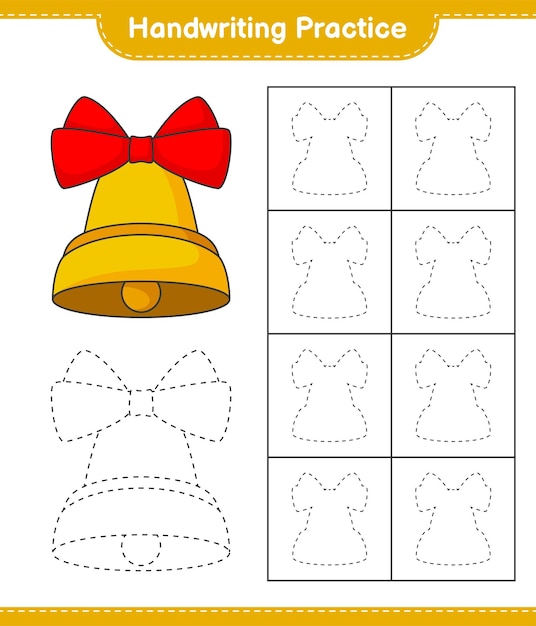 Handschriftoefening Tracing lijnen van Christmas Bell Educatief kinderen spel afdrukbare werkblad vectorillustratie