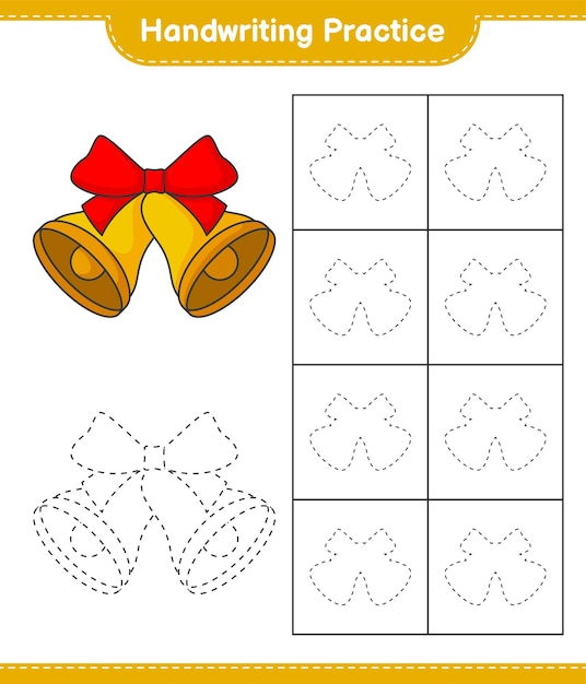 Handschriftoefening Tracing lijnen van Christmas Bell Educatief kinderen spel afdrukbare werkblad vectorillustratie